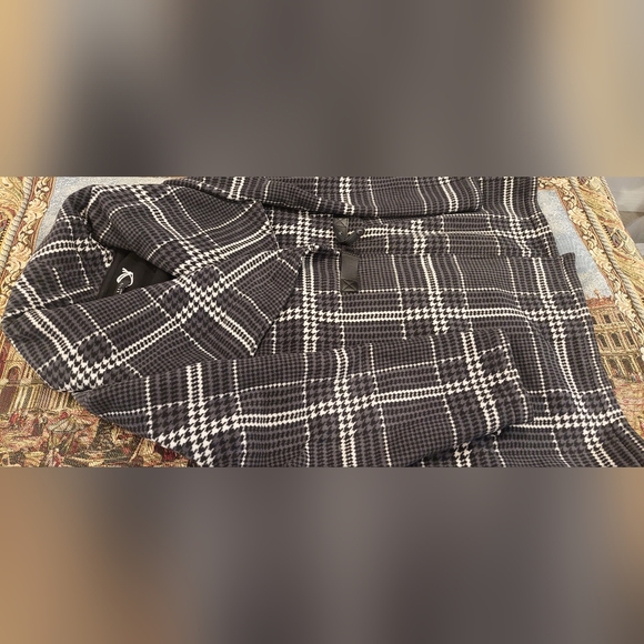 Plaid Women's Jacket - Black and White - Picture 11 of 13